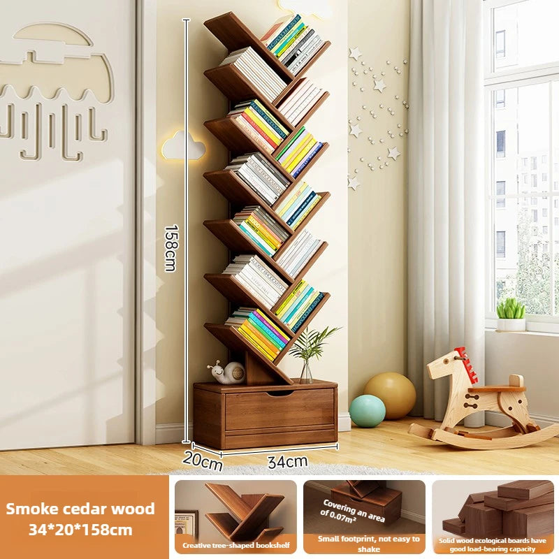 Étagère d'angle bois de luxe - Smoky 34x20x158CM