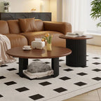 Table basse bois massif ronde de petite talle 2 ensembles -