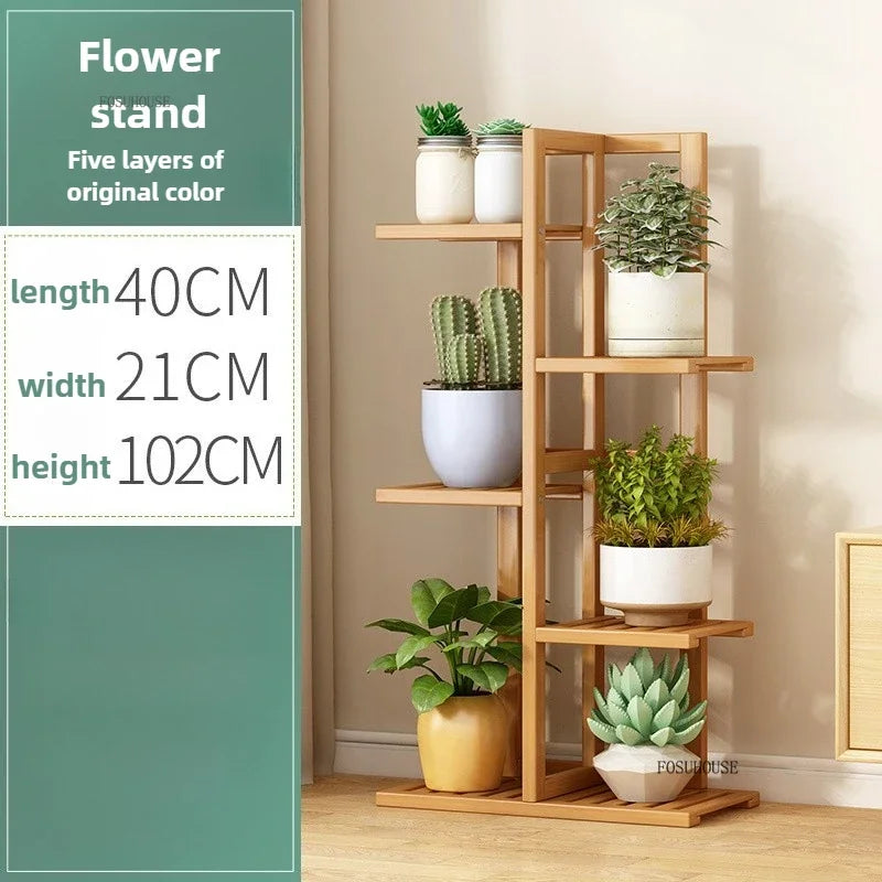 Étagère plante en bois massif pour balcon - AG