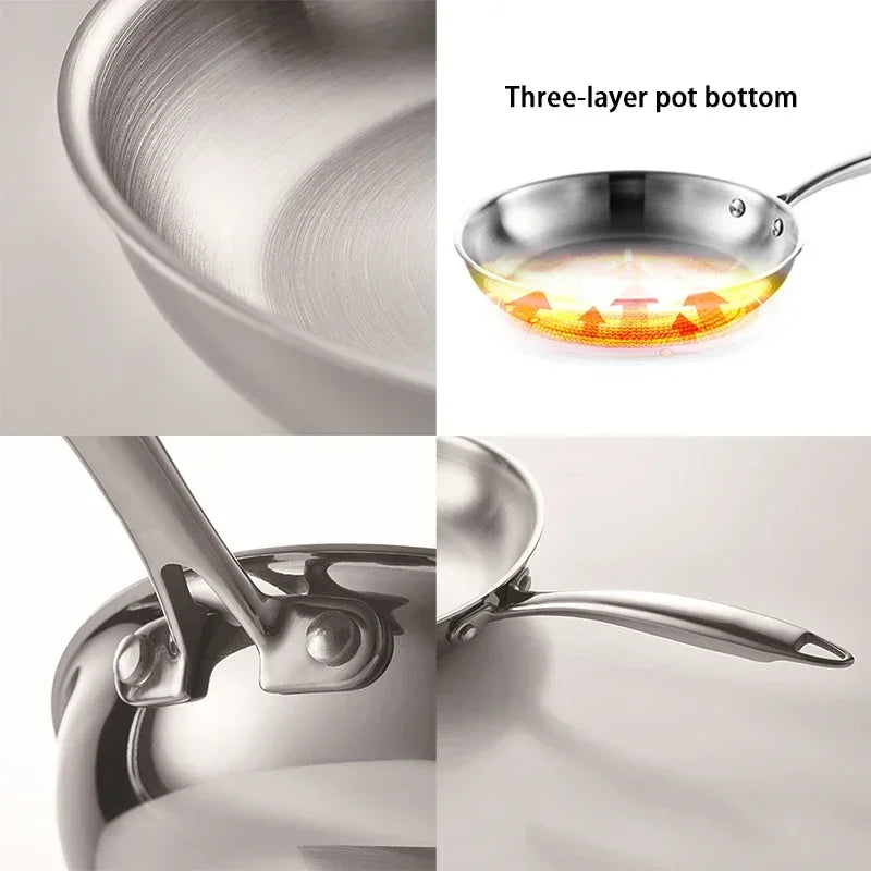 Poêle inox sans revêtement à triple couches -