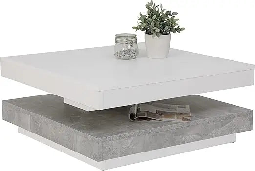 Table basse dérive du bois design carré 67 X 67 X 35 Cm - Blanc Table basse