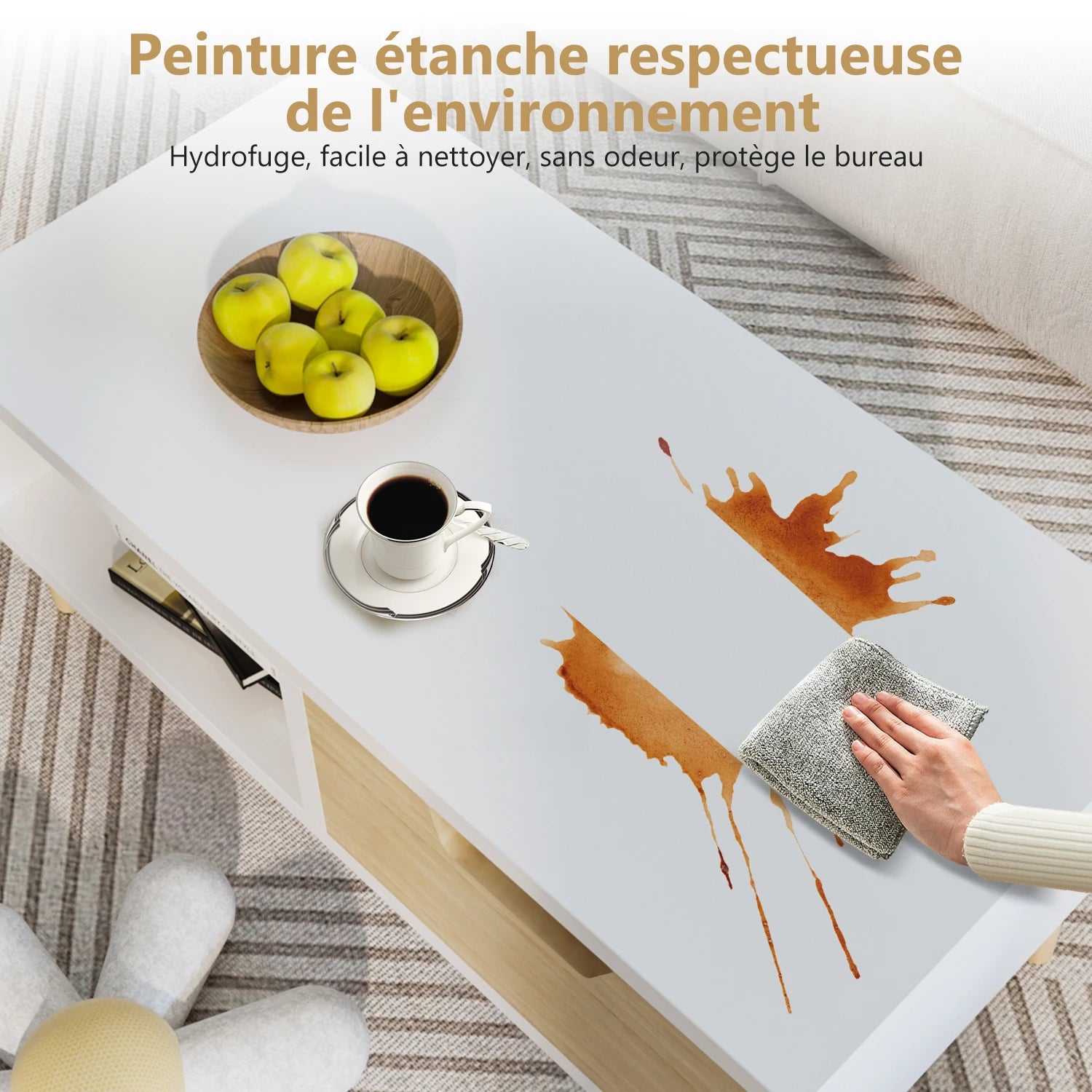 Table basse en bois massif moderne pour salon -