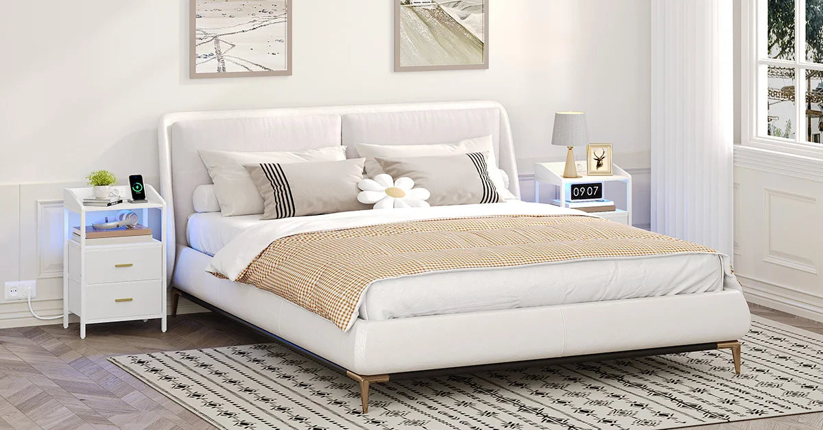 Petit table de chevet avec LED - lot de 2 ensembles -