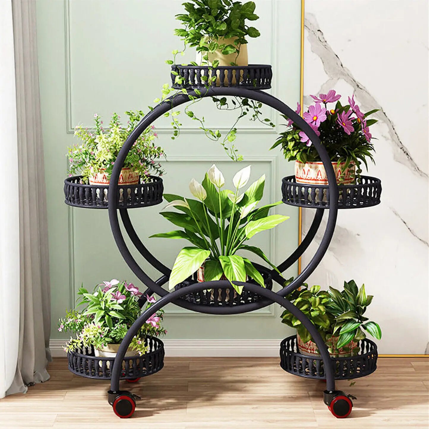 Étagère plante roulette ronde de petite taille -
