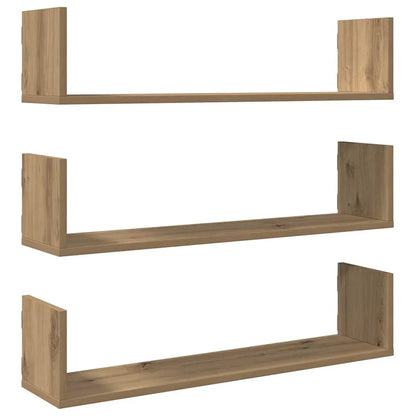 étagère murale livre 3 pcs Blanc 58x18x18 cm - Doré