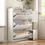 Meuble à chaussure polyvalent à 3 tiroirs rabattables - Blanc Meuble à chaussure