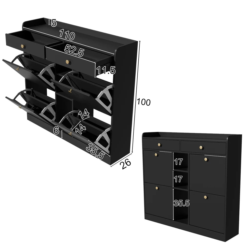 Meuble à chaussure blanc avec 4 portes pliantes -
