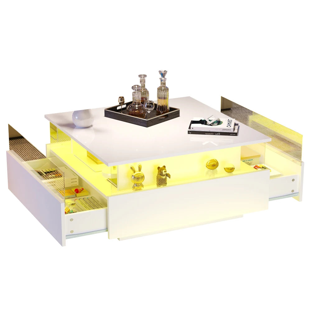 Table basse design moderne avec led 70*70*41cm -