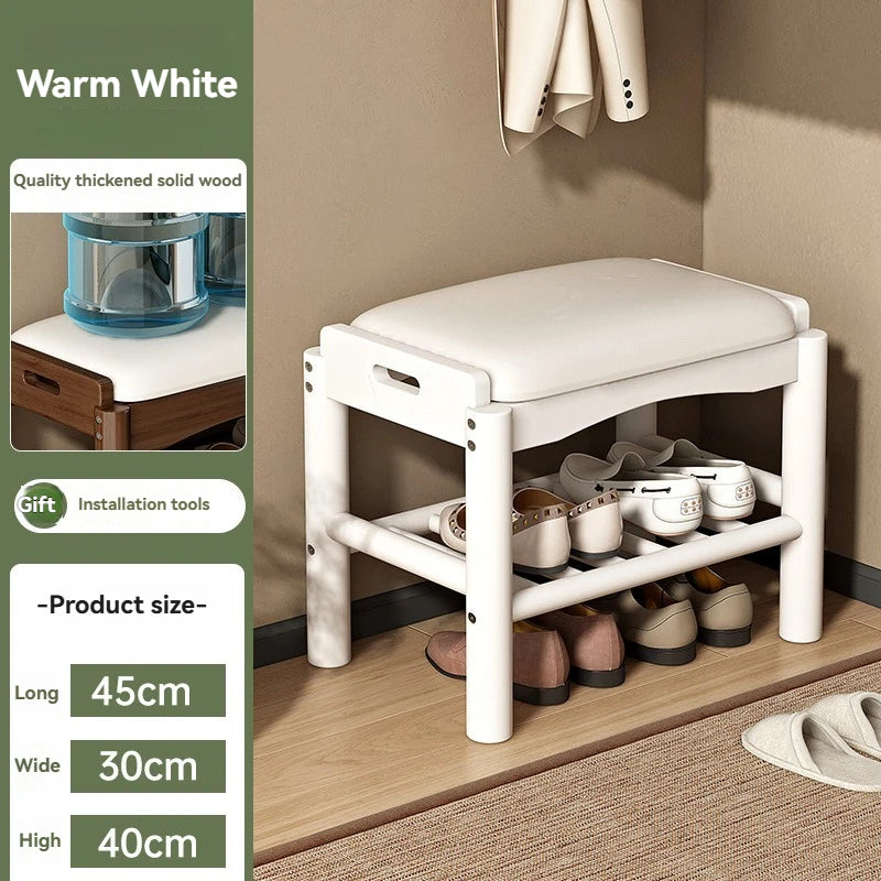 Meuble à chaussure en bois avec tabouret pour l'entrée de la maison - E - 45cm