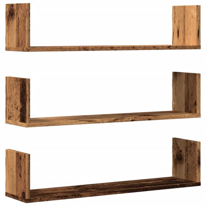 étagère murale livre 3 pcs Blanc 58x18x18 cm - Marron
