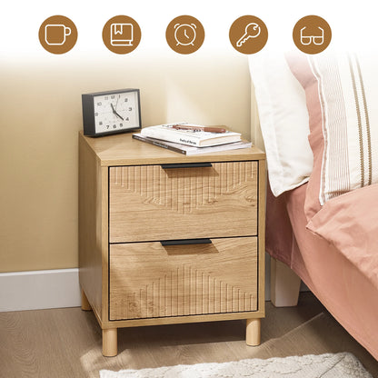 Table de chevet marron de type moderne avec tiroirs - 40x42x47 -