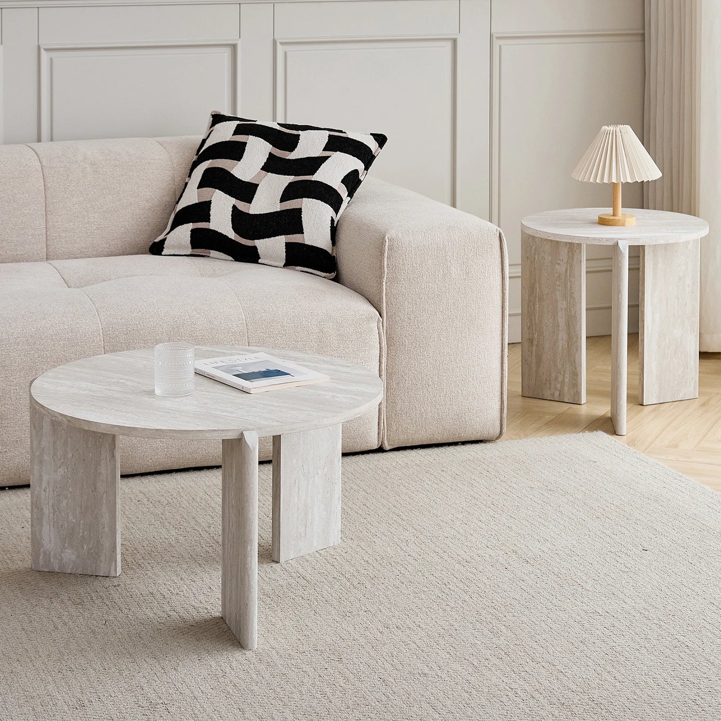 Table basse bois gris minimaliste 2 ensembles -