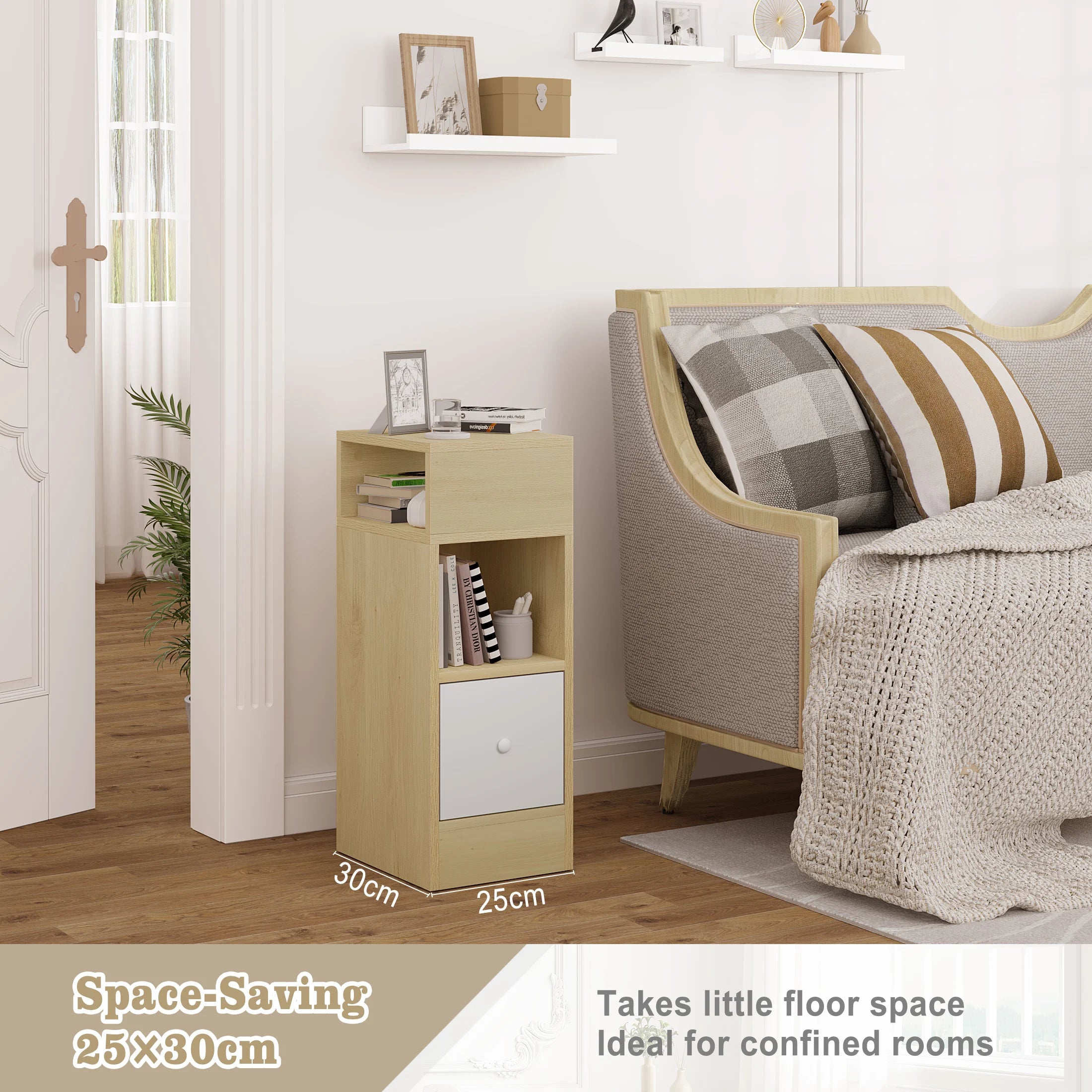 Table de chevet étroite 2 pcs pour chambre moderne -