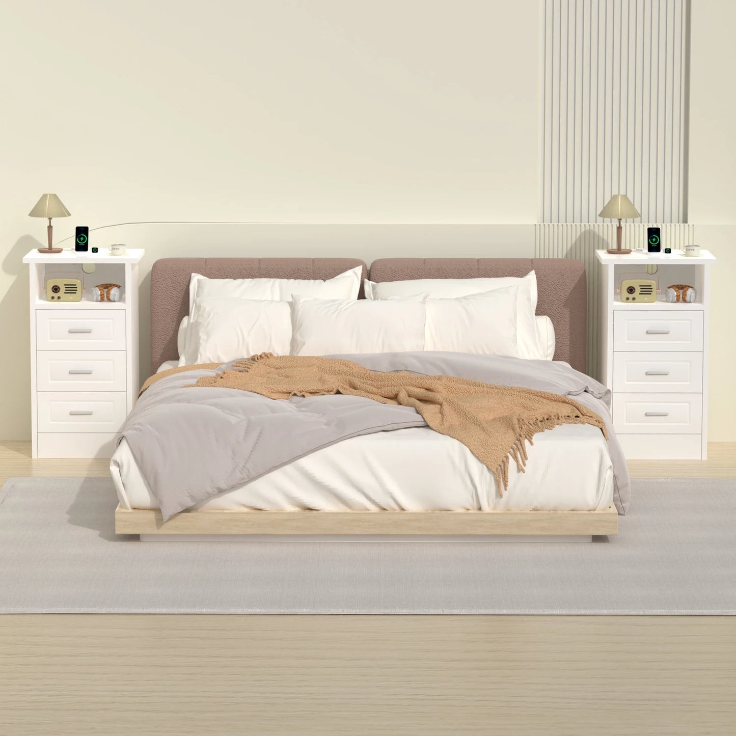 Table de chevet intelligente avec station de recharge USB -