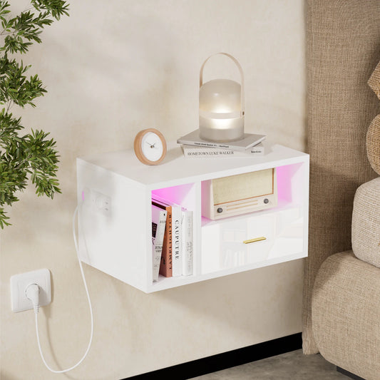 Table de nuit suspendue avec station de charge -