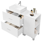 Meuble de rangement bas salle de bain blanche moderne -