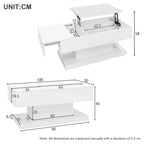 Table basse design blanc avec éclairage LED 100x50x45 Cm -