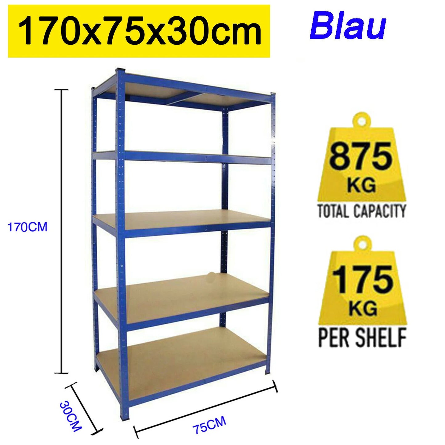 étagère garage d'angle en acier - Bleu