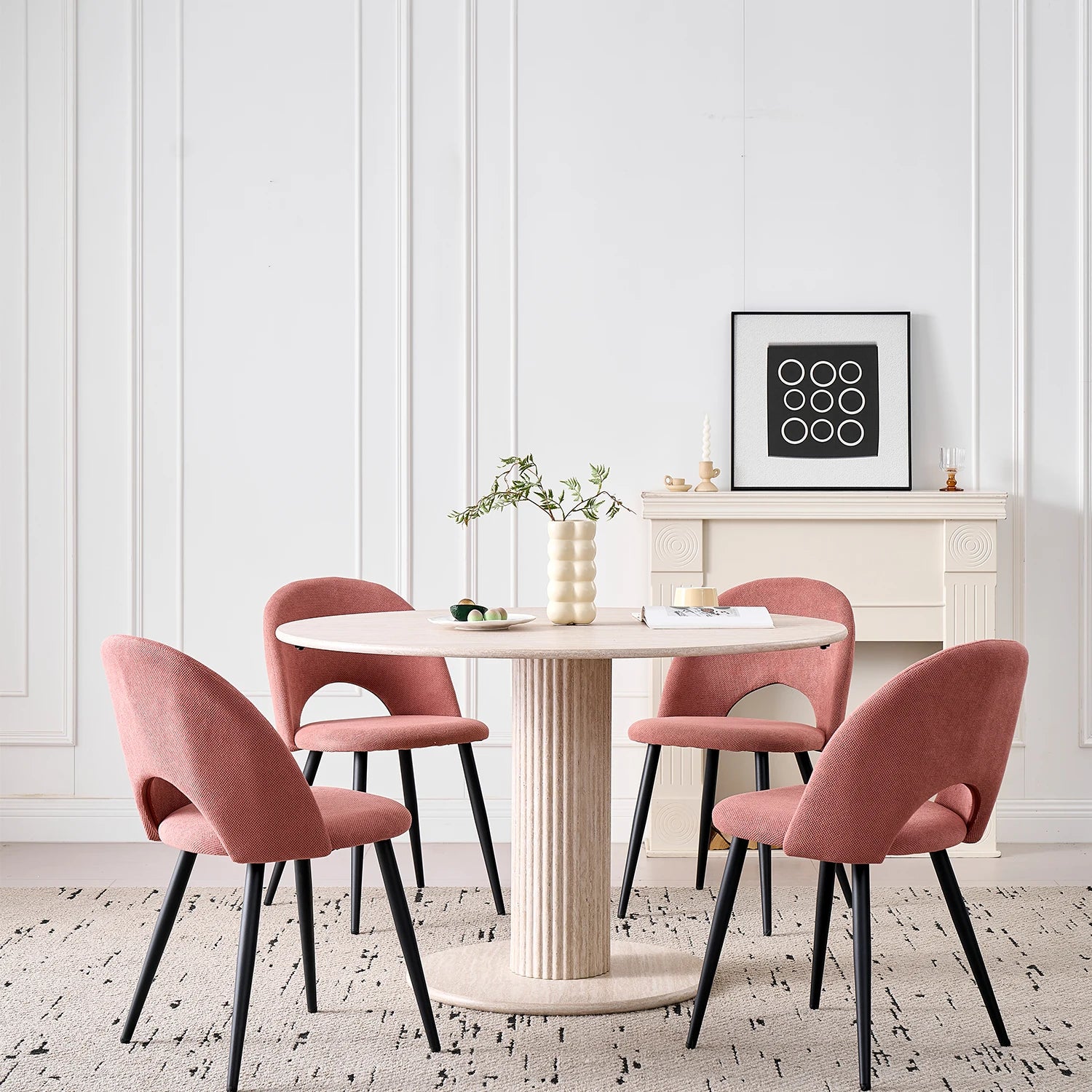 Chaise salle à manger lot de 4 à dossier creux -