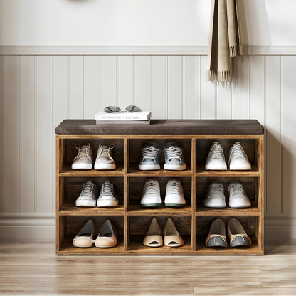 Grand meuble à chaussure et banc 9 Compartiments -
