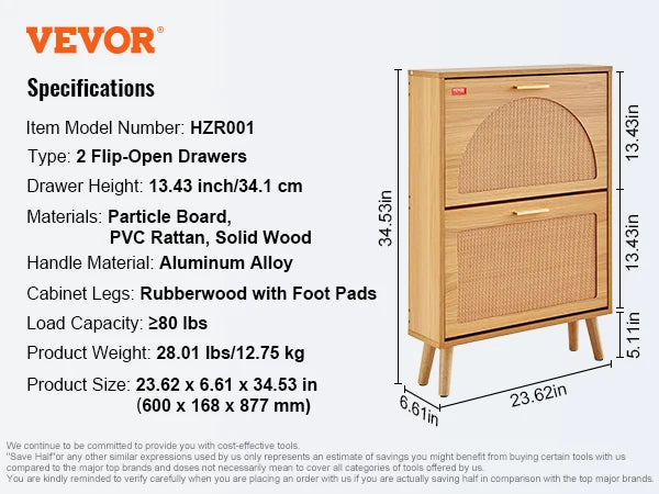 Meuble à chaussure avec tiroirs rabattables autoportants pour sabots et talons - D Meuble à chaussure
