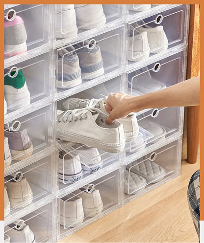 Meuble à chaussure de style boite en plastique transparente -