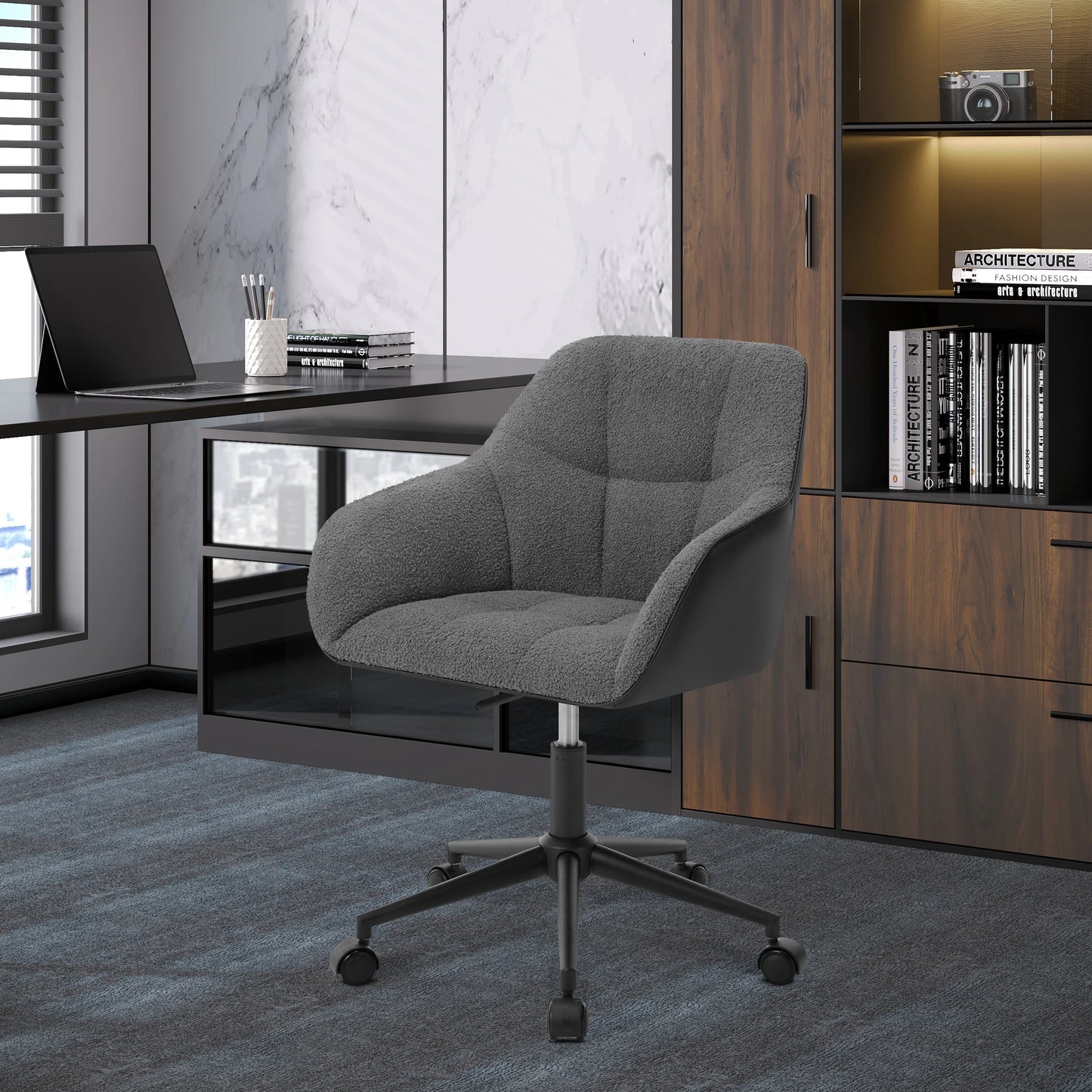 Chaise de bureau pivotante en velours -