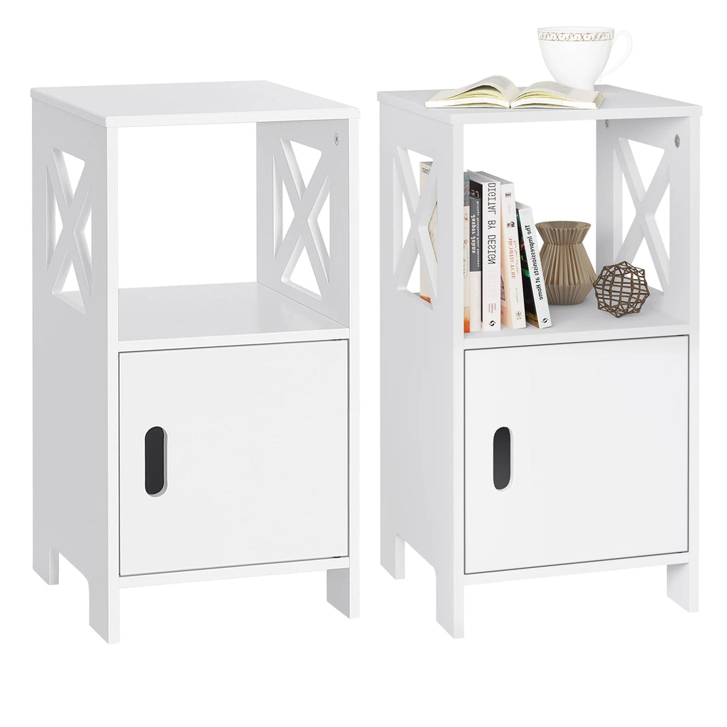 Table de nuit noir avec porte - lot de 2 ensembles - Blanc Table de nuit