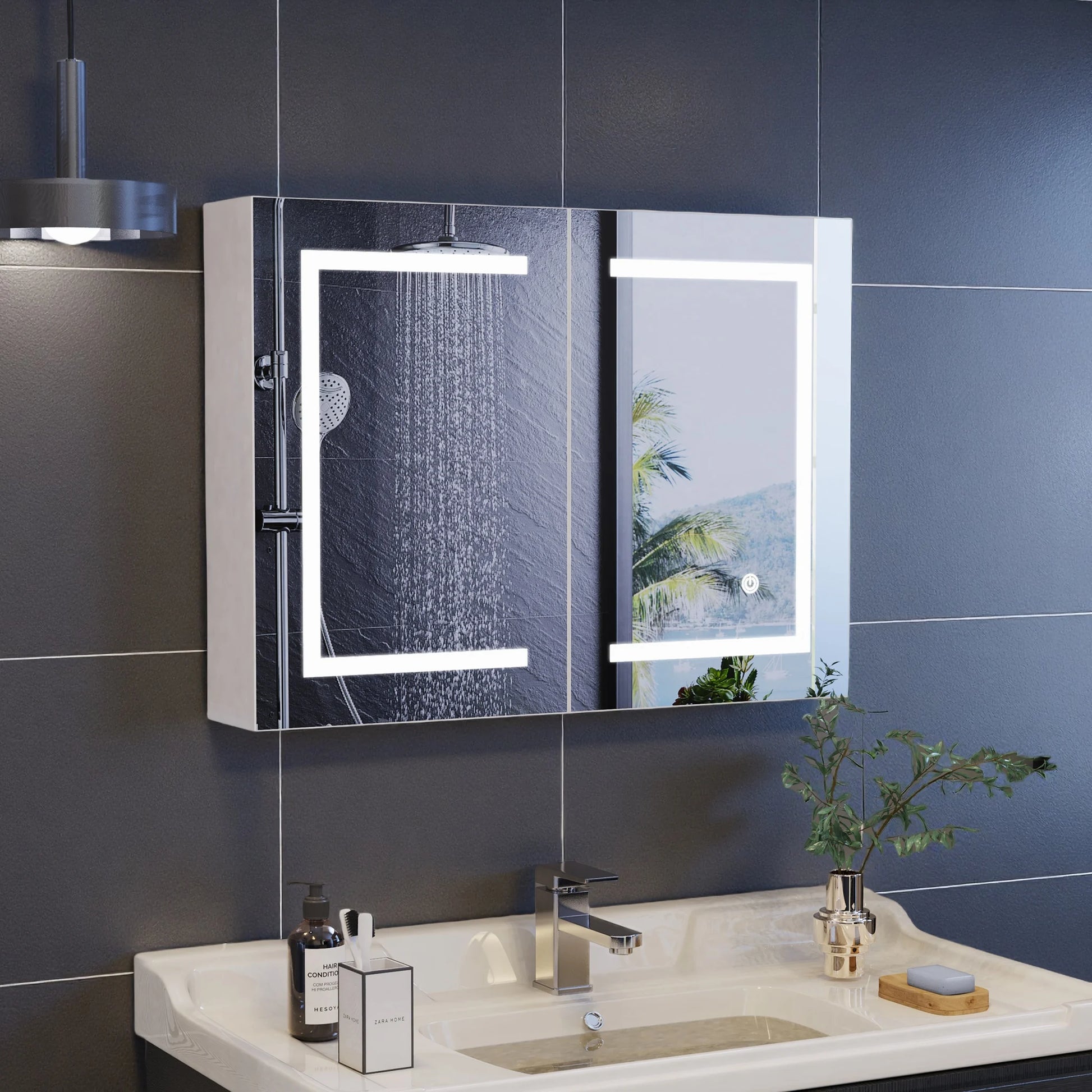 Meuble salle de bain miroir et interrupteur tactile moderne -