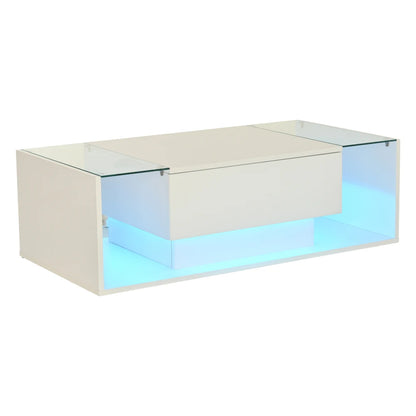 Table basse verre et led lumineuse - 100 x 50 x 31cm -