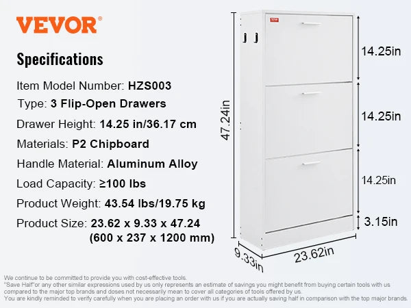 Meuble à chaussure avec tiroirs rabattables autoportants pour sabots et talons - A Meuble à chaussure