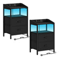 Petit table de chevet avec LED - lot de 2 ensembles - Noir Table de chevet