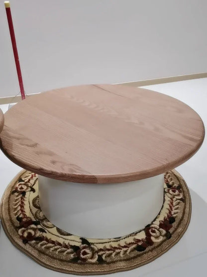 Table basse ronde 2 en 1 de style nordique noyer -