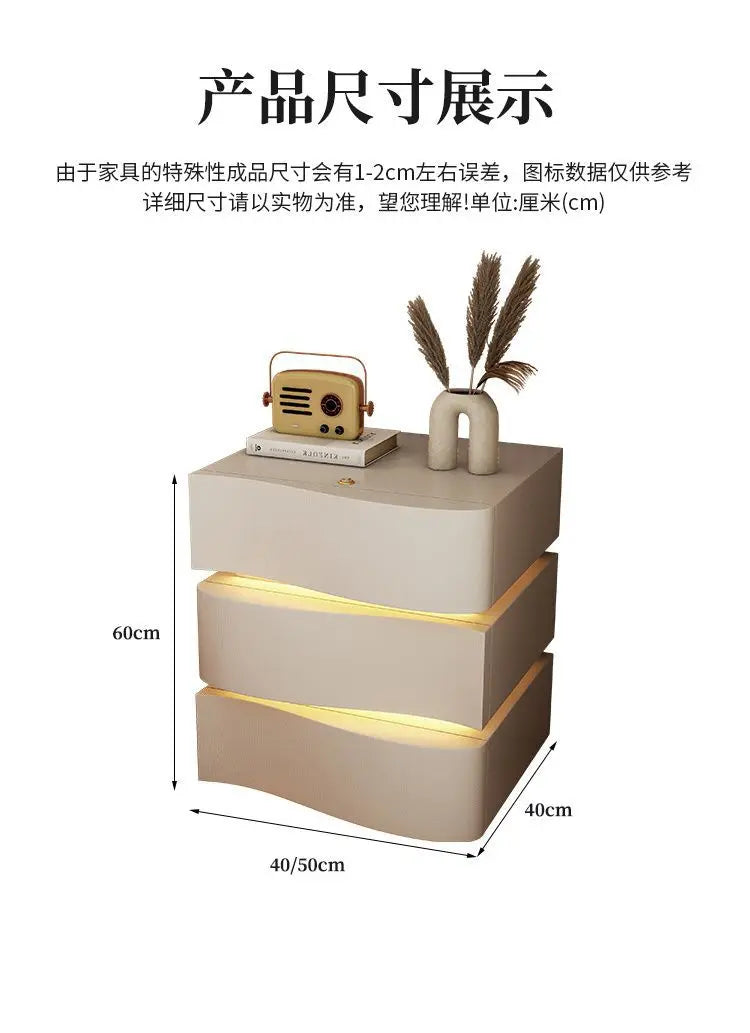 Table de nuit basse de luxe avec LED -