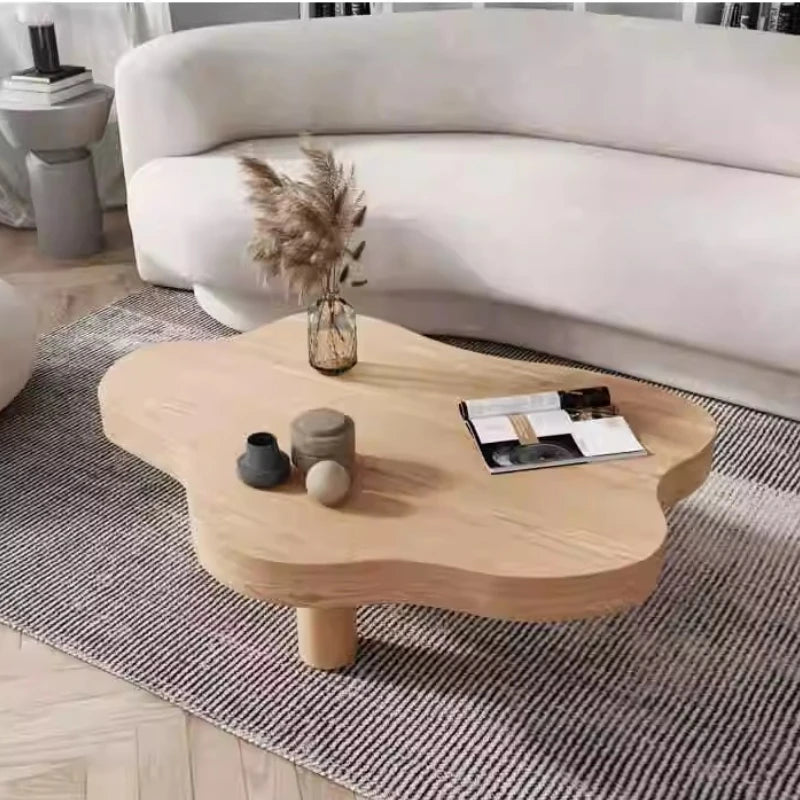 Table basse nuage en bois minimaliste -