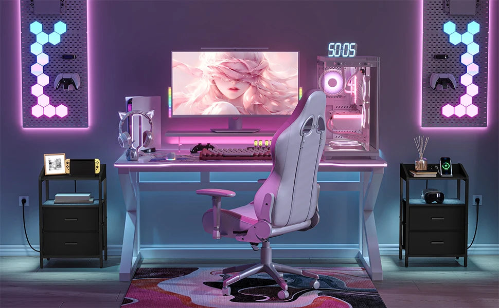 Petit table de chevet avec LED - lot de 2 ensembles -