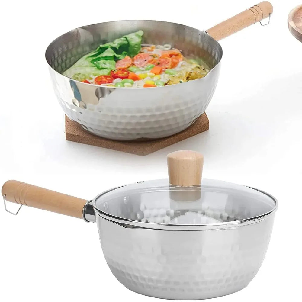 Casserole inox professionnel avec poignée en bois -