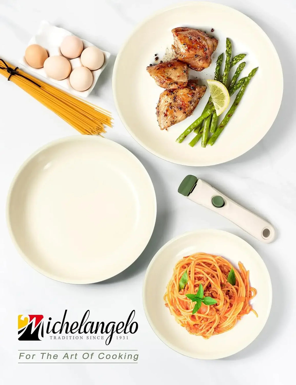 Poêle céramique manche amovible 3 pièces -