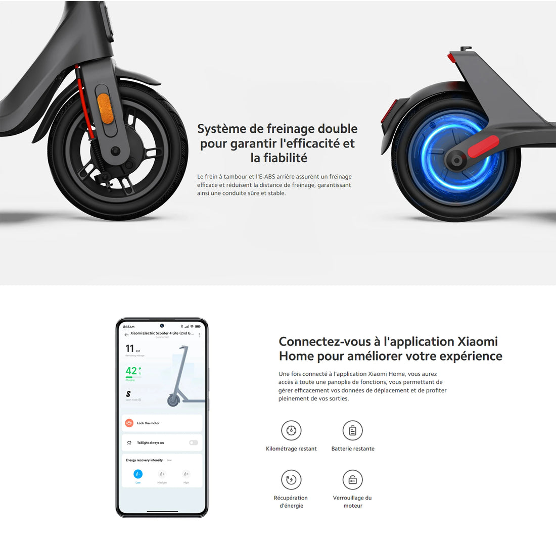 Trottinette électrique Xiaomi Scooter 4 Lite confortable de vitesse 25 km/h max
