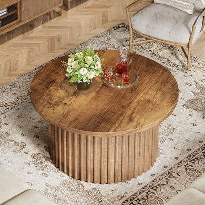 Table basse bois originale ronde -