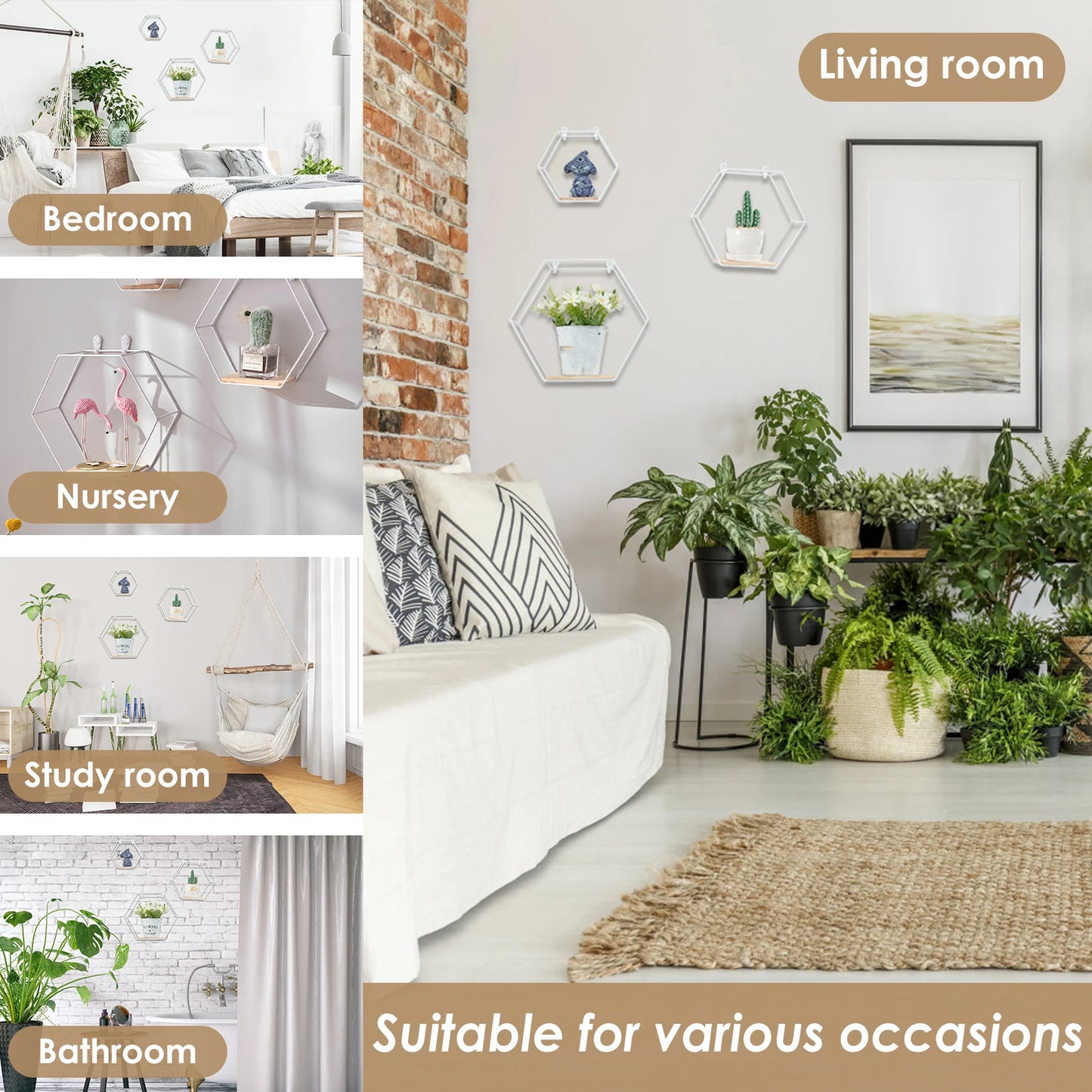 étagère murale en métal 3Pcs -