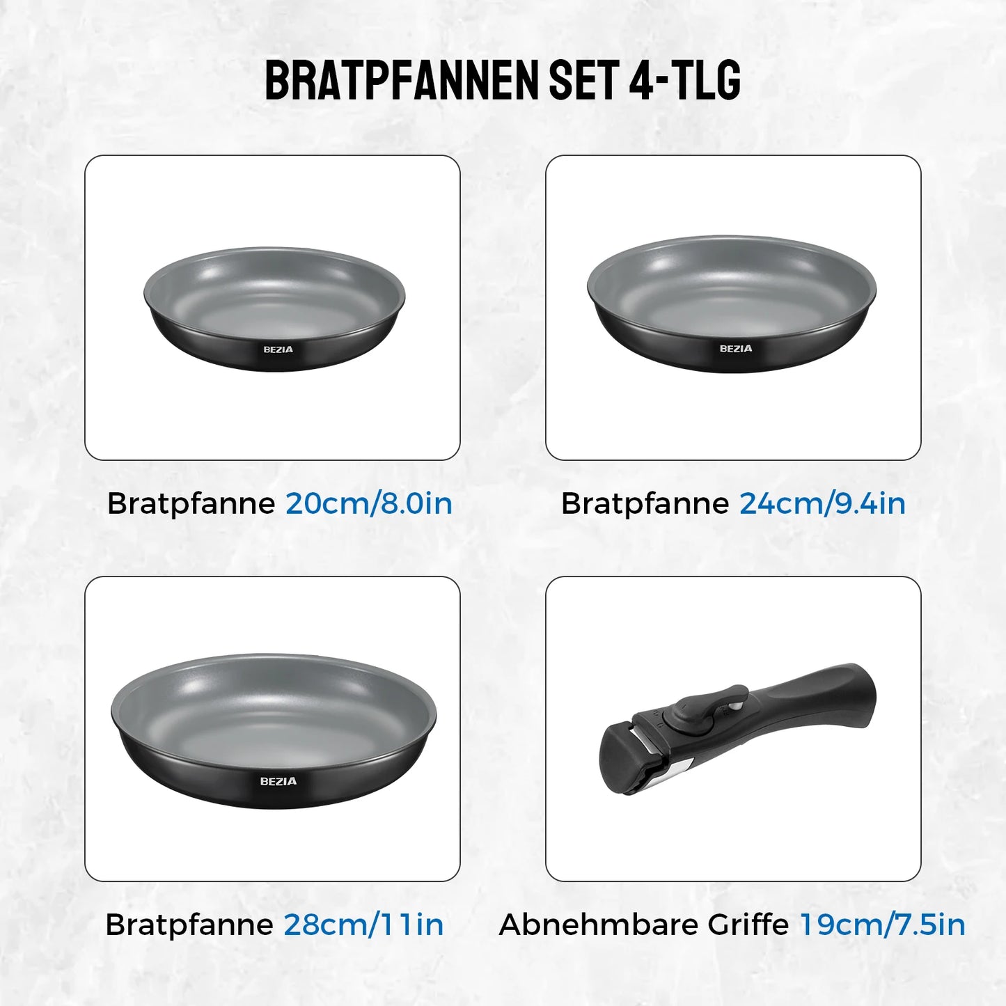 Poêle céramique - un ensemble à poignée amovible -