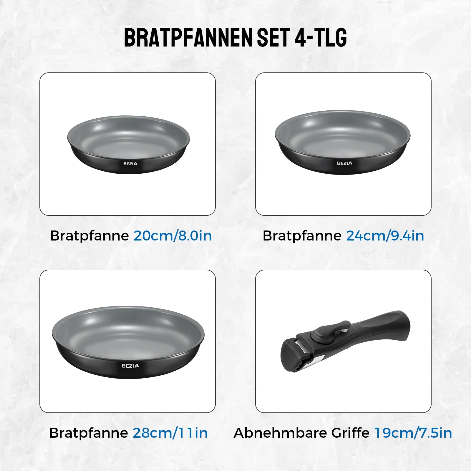 Poêle céramique - un ensemble à poignée amovible -