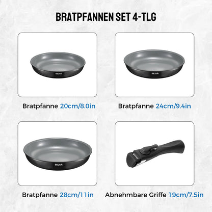 Poêle céramique - un ensemble à poignée amovible -