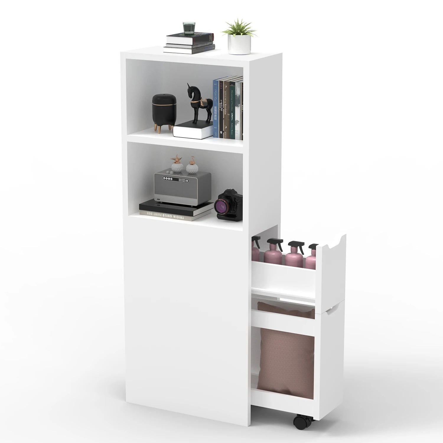 Meuble de rangement salon moderne étroit -