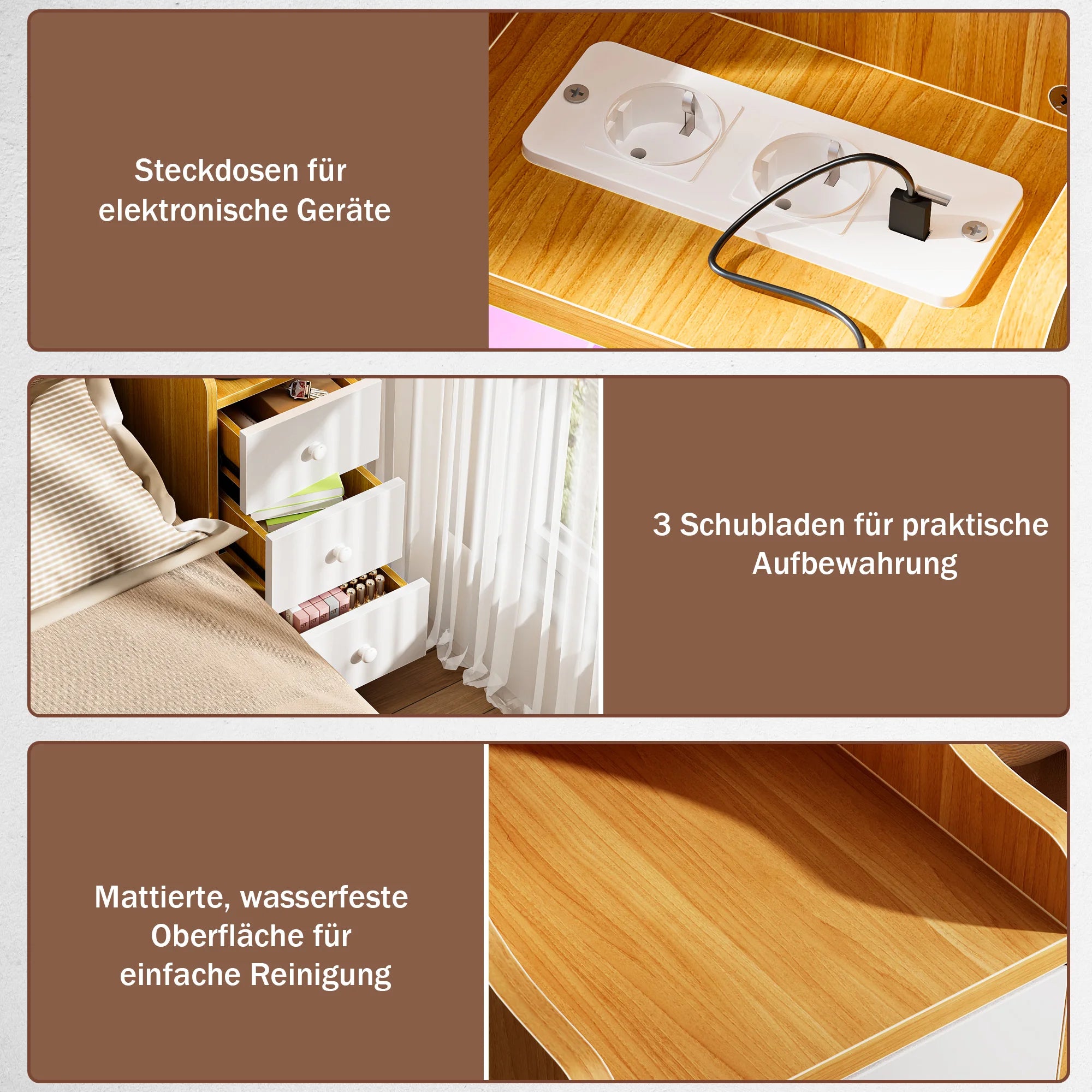 Mini table de chevet compacte - 1Pc -