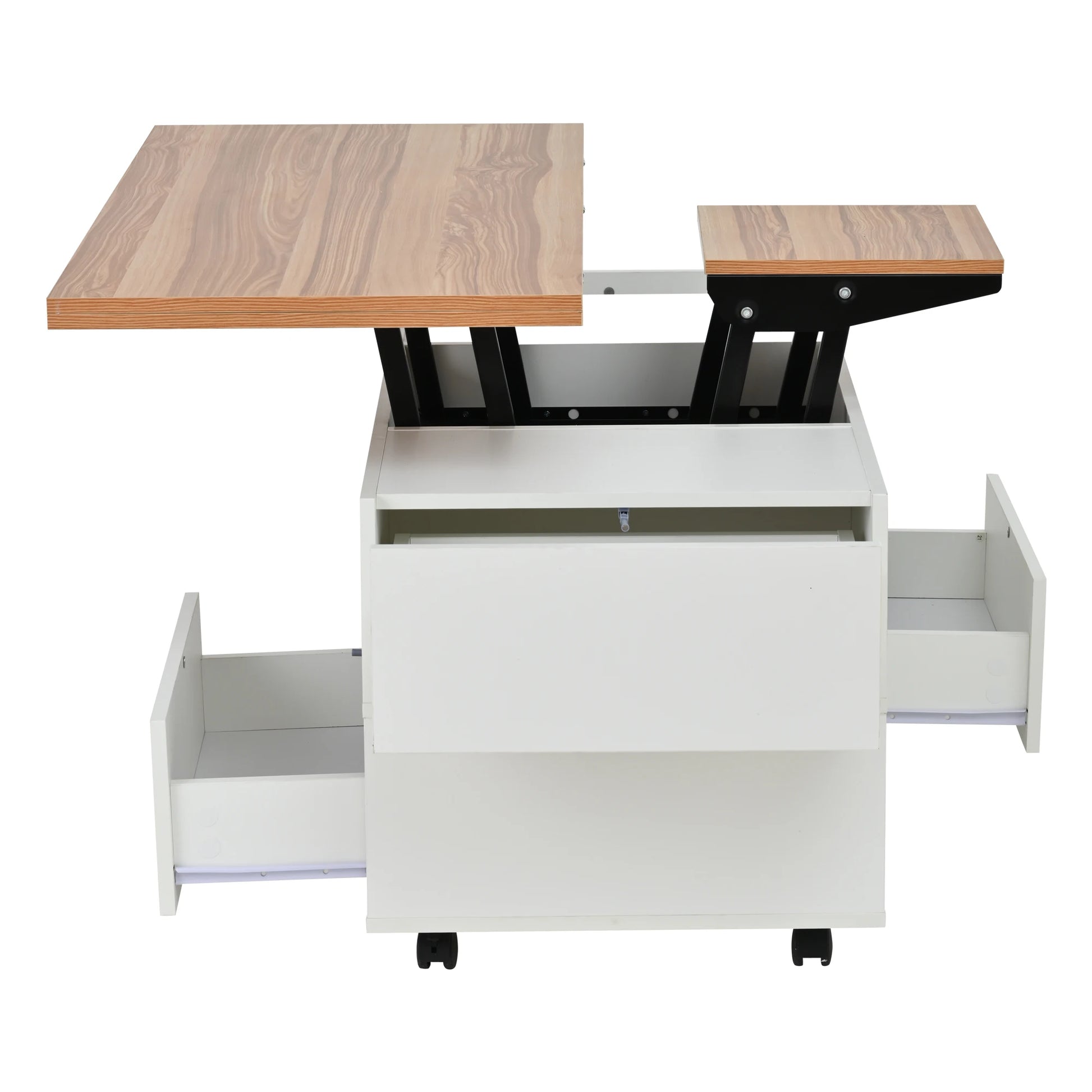 Table basse bois avec tiroirs rectangulaire et plateau soulevable -