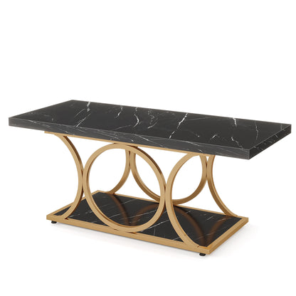 Table basse vintage en faux marbre - Noir Table basse