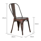 Chaise salle à manger industriel noir/gris en métal 4 ensembles - Marron Chaise salle à manger