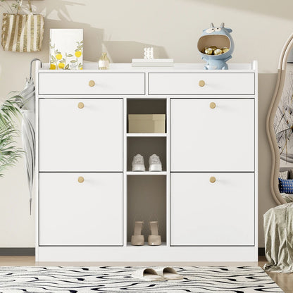 Meuble à chaussure blanc avec 4 portes pliantes -